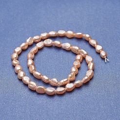 天然養殖淡水パールビーズ連売り  研磨両側  ビスク  6~10x5~7mm  穴：0.5mm  約46~47個/連  13.77~14.17インチ（35~36cm）&nbsp;PEAR-P060-23C