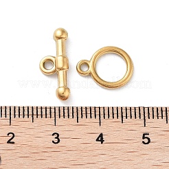 イオンプレーティング(IP) 304 ステンレススチール リング トグル クラスプ  18KGP本金メッキ  13x10x1.5mm  穴：1.6mm  バー：7x17x3.5mm  穴：1.8mm&nbsp;STAS-A092-09G-G