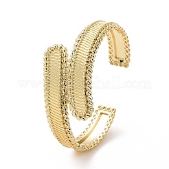 Brass Rectangle Open Cuff Bangle for Women&nbsp;BJEW-E072-01G