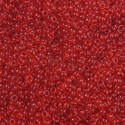 11/0 FGBグレードA透明ガラスシードビーズ  ラウンド  レッドオレンジ  2x1.5mm  穴：0.8mm  約3000個/50g&nbsp;X-SEED-Q006-F07