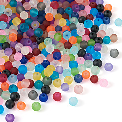 500Pcs 20 Colors Transparent Frosted Glass Beads Strands&nbsp;GLAA-CD0001-16
