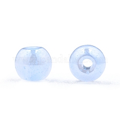6/0個の模造ヒスイガラスシードビーズ  光沢  染め  ラウンド  ライトスチールブルー  4x3mm  穴：1.2mm  約450 G /袋&nbsp;SEED-N004-006-13