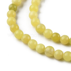 天然石レモンジェイド翡翠ビーズ連売り  ラウンド  6mm  穴：0.8mm  約59~63個/連  14.96~15.12インチ（38~38.4cm）&nbsp;G-G0003-C02-C