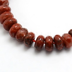 ファセット天然レッドジャスパーロンデルビーズ連売り  4x2mm  穴：1mm  約185~195個/連  14.9~15.6インチ&nbsp;G-M065-4mm-10