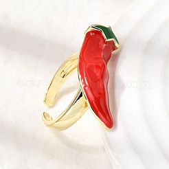 Brass Enamel Cuff Open Rings for Women&nbsp;RJEW-K264-14G