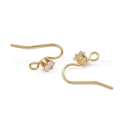 シェグレース 真鍮 パヴェ キュービックジルコニア イヤリング金具  耳ワイヤー  18KGP本金メッキ  15x4.5mm  穴：2mm  ピン：0.8mm&nbsp;XGRQ4S645-743G