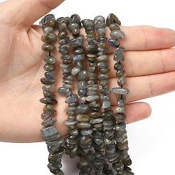 天然石ラブラドライトビーズ連売り  チップ  4~12x3~8x1~6mm  穴：1mm  約14.9インチ〜16.1インチ（38~41cm）&nbsp;G-I225-15A