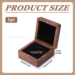 木製記念コイン収納マグネットボックス  正方形  ブラック  8x8x3.8cm&nbsp;CON-WH0133-009B