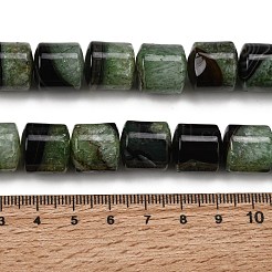 天然石瑪瑙ビーズ連売り  染め＆加熱  ドラム  グリーン  14~14.5x13.5~14.5mm  穴：1~1.2mm  約28個/連  15.55
