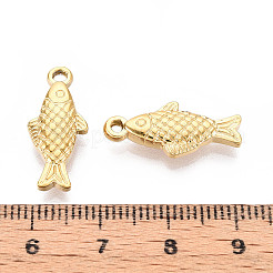 304ステンレスペンダント  魚のチャーム  イオンプレーティング（ip）  18KGP本金メッキ  21x9x4mm  穴：1.5~1.8mm&nbsp;STAS-N115-15G
