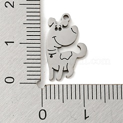 変色しない201ステンレススチールペンダント  レーザー切断  犬  ステンレス鋼色  17x10x1mm  穴：1.2mm&nbsp;FIND-z009-06P