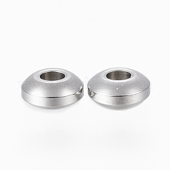 変色しにくい201ステンレススチールスペーサービーズ  ディスク  ステンレス鋼色  4x2mm  穴：1.5mm&nbsp;STAS-H410-12P-C