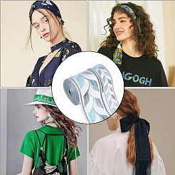 10m 2種類の刺繍ポリエステルリボン  葉の模様  ギフトブーケラッピングに  空色  1-1/8~2-3/8インチ（30~60mm）  5m /スタイル&nbsp;OCOR-GF0002-67A
