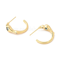 Cubic Zirconia C-shape Stud Earrings&nbsp;EJEW-F281-30A-G