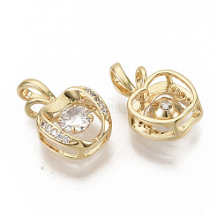 Brass Micro Pave Clear Cubic Zirconia Pendants&nbsp;ZIRC-T011-16G-NF