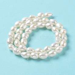 天然養殖淡水パールビーズ連売り  両面研磨  グレード5 A  貝殻色  8~9x7~8x6~7mm  穴：0.6mm  約39~40個/連  13.39''（34~35センチメートル）&nbsp;PEAR-Z002-21
