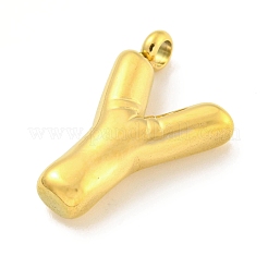 イオンプレーティング（IP）304ステンレスペンダント  レターチャーム  ゴールドカラー  文字y  26x16.5x5.5mm  穴：3mm&nbsp;STAS-C102-16G-Y