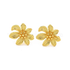 真鍮製スタンドピアス  ラックめっき  長持ちメッキ  鉛フリー＆カドミウムフリー  花  18KGP本金メッキ  15x16.5mm&nbsp;EJEW-Q015-06G
