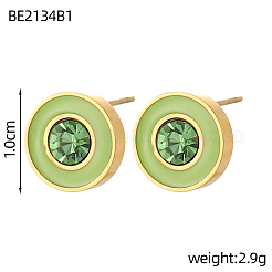 304 Stainless Steel Enamel Stud Earrings&nbsp;STAS-OY003-57G