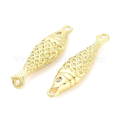 Brass Micro Pave Clear Cubic Zirconia Fish Connector Charms&nbsp;KK-H527-37G