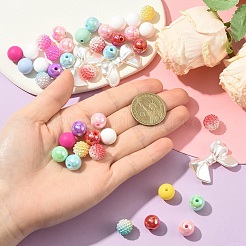 DIYジュエリー作成キット  アクリルビーズ入り  シリコンビーズと真鍮ビーズフレーム  ピンク  14x2.5mm  穴：1mm  内径：12mm&nbsp;DIY-YW0017-71D