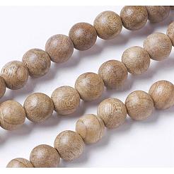 天然ウッドビーズ連売り  ラウンド  バリーウッド  6mm  穴：1mm  約63個/連  14.9インチ（38cm）&nbsp;WOOD-J001-02-6mm