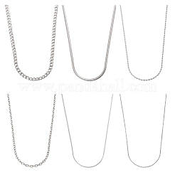6Pcs 6 Styles Stainless Steel Cable & Snake & Rope & Box Chain Necklaces Set for Men Women&nbsp;NJEW-TA0001-14