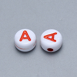 クラフトアクリル横穴レタービーズ  フラットラウンド  ミックスカラー  文字.a  7x3.5~4mm  穴：1.5mm&nbsp;X-SACR-S201-11A