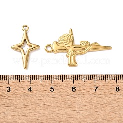 304ステンレススチールペンダント10個  クロス  イオンプレーティング（ip）  18KGP本金メッキ  18~46.5x11~32x2~3mm  穴：0.8~2mm&nbsp;STAS-P426-08G