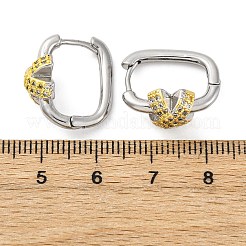 X-Shaped Brass Micro Pave Clear Cubic Zirconia Hoop Earrings&nbsp;EJEW-H158-18A-GP