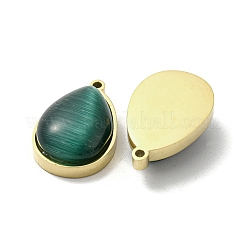 304ステンレスペンダント  猫の目で  ティアドロップチャーム  14KGP本金メッキ  22.5x14.5x7mm  穴：1.5mm&nbsp;STAS-L022-045G