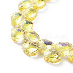 電気メッキガラスビーズセット  多面カット  フルメッキ  きいろ  9x10x5mm  穴：1mm  約100個/連  23.62''（60センチメートル）&nbsp;X-EGLA-A036-11A-FP01