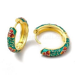Flower Enamel Hoop Earrings&nbsp;EJEW-H091-04G