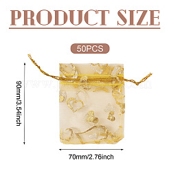 50Pcs Heart Printed Organza Bags&nbsp;OP-TADJ0001-01K