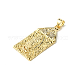 Real 18K Gold Plated Brass Micro Pave Clear Cubic Zirconia Pendants&nbsp;KK-H472-36A-G