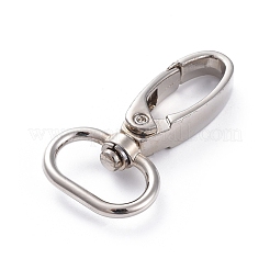 合金製回転式ナスカンカニカン  スイベルスナップフック  プラチナ  47x25x8mm  穴：9x19mm&nbsp;PALLOY-WH0067-78P
