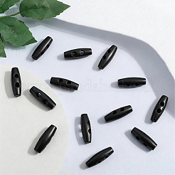 天然木ボタン30個  ホーントグルボタン  2穴  アクセサリー縫製用  ブラック  30x10mm  穴：5mm&nbsp;FIND-GF0009-92C
