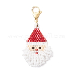 Glass Seed Beaded Santa Claus Pendant Decorations&nbsp;HJEW-MZ00319