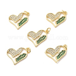 真鍮製マイクロパヴェキュービックジルコニアペンダント  カドミウムフリー＆ニッケルフリー＆鉛フリー  丸カン付き  恋人の顔のハートチャーム  バレンタインデーの  18KGP本金メッキ  15x20x2mm  穴：3.5mm&nbsp;KK-E068-VB129