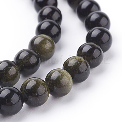 天然石ゴールデンシーンオブシディアンビーズ連売り  ラウンド  8mm  穴：1mm  22~23個/連  7.1インチ&nbsp;G-C076-8mm-5