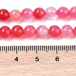 天然石縞瑪瑙/バンデットアゲートビーズ連売り  染め  ラウンド  インディアンレッド  6mm  穴：0.8mm  約32個/連  7.60''（19.3センチメートル）&nbsp;G-Z060-A01-A15