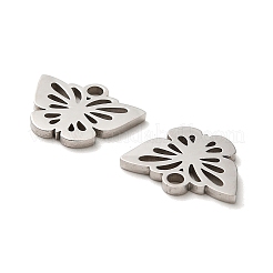変色しない316サージカルステンレススチールチャーム  レーザー切断  バタフライチャーム  ステンレス鋼色  10x13x1mm  穴：1.6mm&nbsp;STAS-H190-01P
