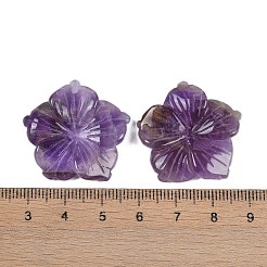 天然アメジストの彫刻ペンダント  花のチャーム  28.5x29.5x5mm  穴：1.2mm&nbsp;G-B097-01A-17