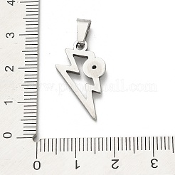 304ステンレスペンダント  ラインストーン付き  稲妻  ステンレス鋼色  クリスタル  22x13.5x3mm  穴：7x3mm&nbsp;STAS-Q343-03B-P