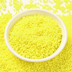 シリンダーシードビーズ  つや消し色  均一サイズ  きいろ  2x1.3~1.5mm  穴：0.8~1mm  約888個/10g&nbsp;X-SEED-H001-C01