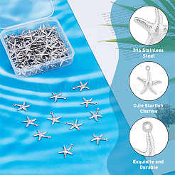 316サージカルステンレススチールペンダント120個  ヒトデ  ステンレス鋼色  18x15x2mm  穴：1.2mm&nbsp;STAS-DC0016-12