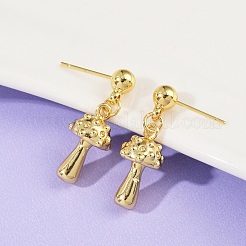 Mushroom Brass Dangle Stud Earrings&nbsp;EJEW-F895-12G