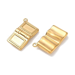 304ステンレススチールペンダントカボションセッティング  ブックチャーム  イオンプレーティング（ip）  18KGP本金メッキ  14x22.5x4mm  穴：1.6mm&nbsp;SA-CBAE5AC-23G