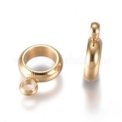 304ステンレス鋼チューブベイル  ループベイル  リング  24KGP本金メッキ  8.5x6x2.5mm  穴：2mm  内径：4mm&nbsp;X-STAS-G224-18G