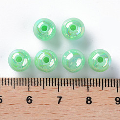 不透明なアクリルビーズ  ABカラーメッキ  ラウンド  アクアマリン  8x7mm  穴：2mm  約1745個/500g&nbsp;MACR-S370-D8mm-A05